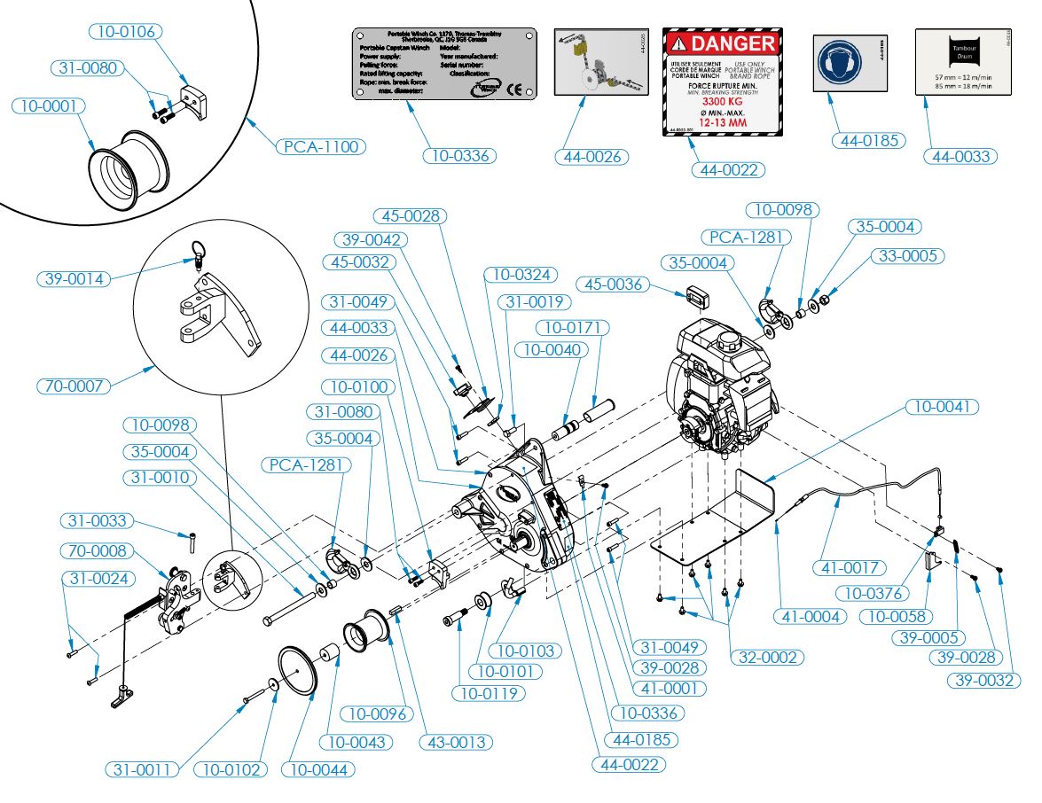 PCH1000 SPARE PARTS – Portable Winch Industriel CAD