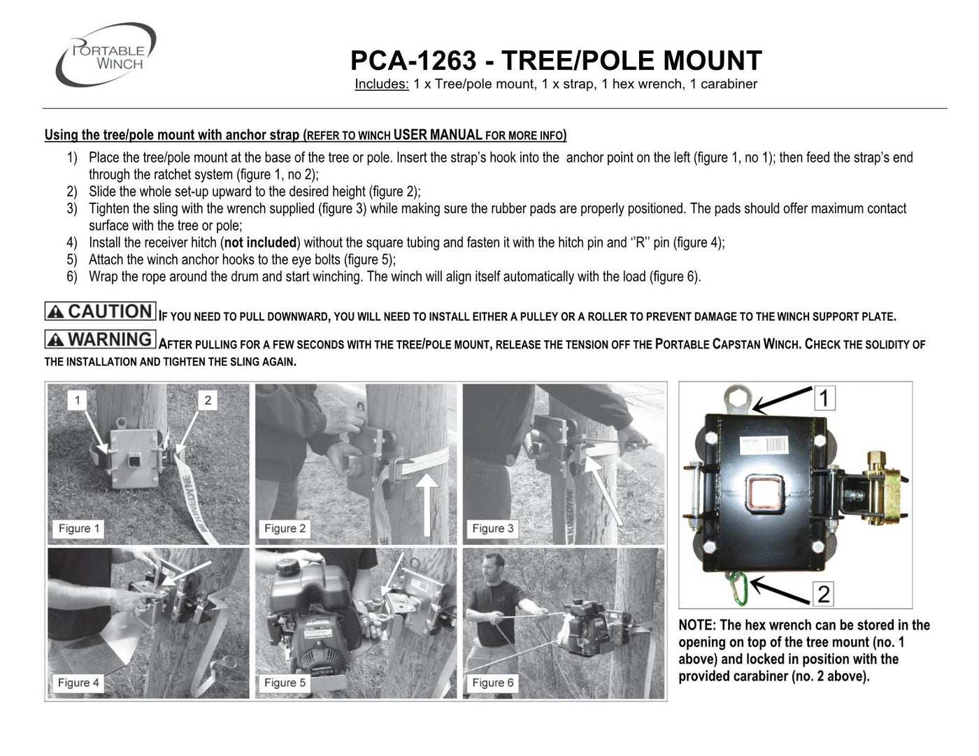 PCA-1263 SYSTÈME D'ANCRAGE POUR TREUIL À MONTAGE SUR ARBRE AVEC TAMPONS EN CAOUTCHOUC