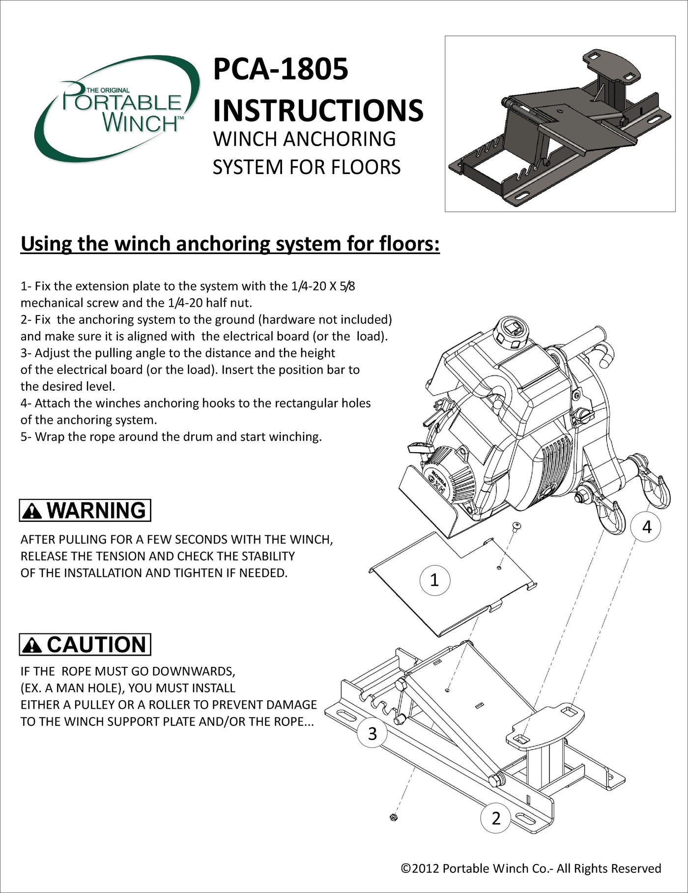 PCA-1805  FLOOR MOUNT WINCH ANCHORING SYSTEM